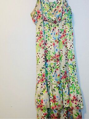 Old Navy satin Colorful Floral Maxi Dress